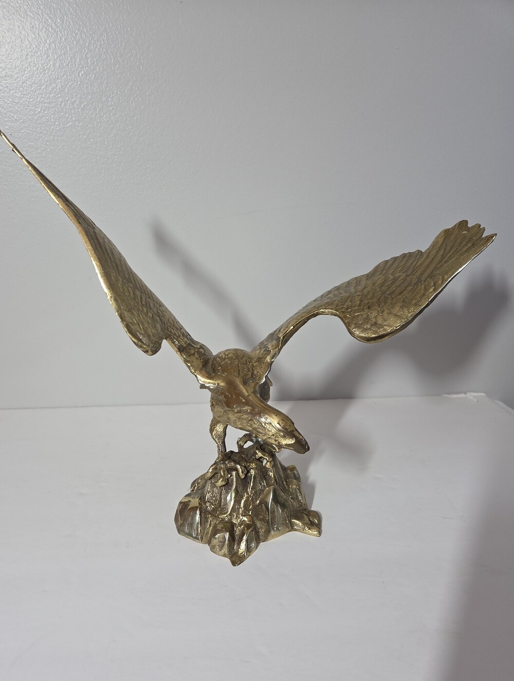 Vintage Brass Eagle Wings Spread 14" Wingspan MCM